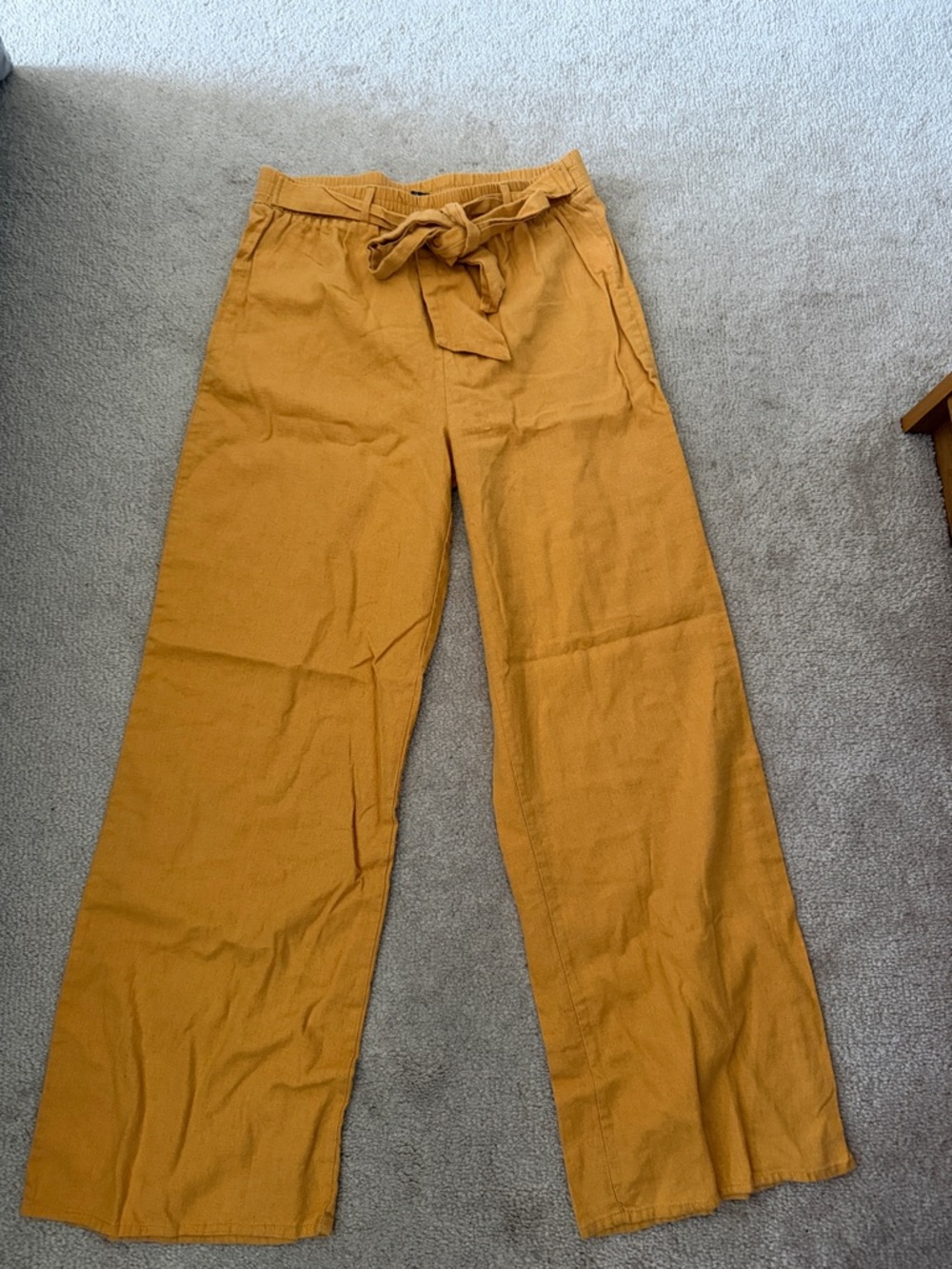 Wide Leg Tie-Waist Pants in Mustard